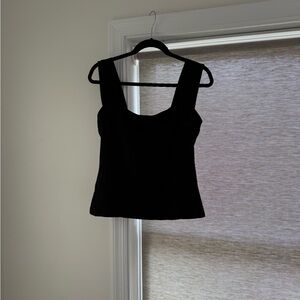 Reformation Clarke Knit Black Fitted Sleeveless Tank Top